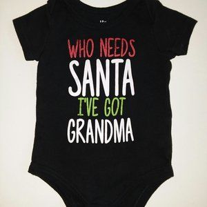 Black "Who Needs Santa I've Got Grandma" Christmas Onesie - Size 12 months